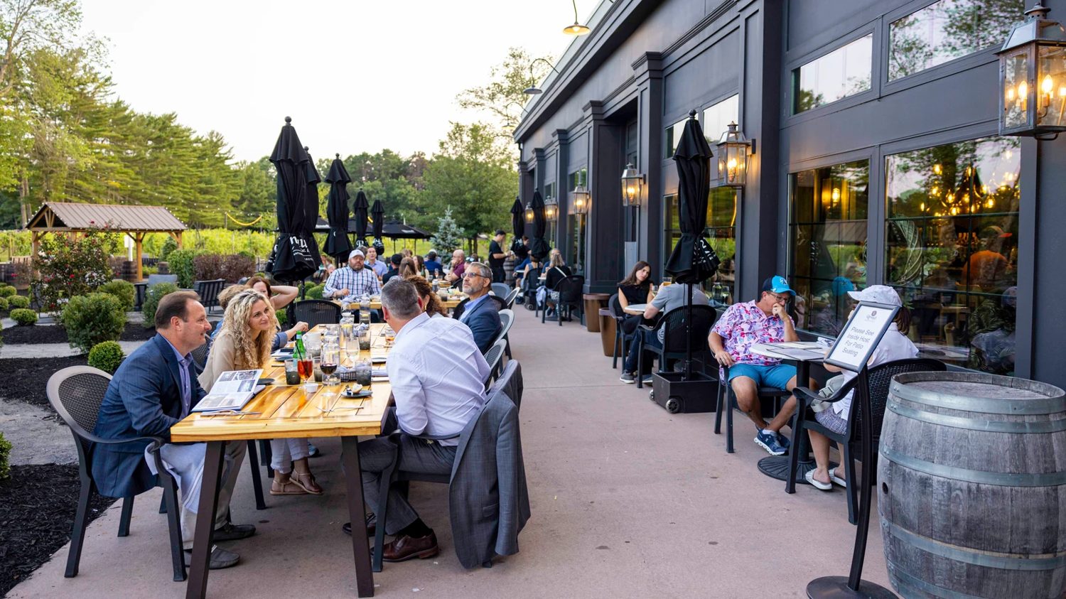 Guests enjoying alfresco dining at a resort restaurant