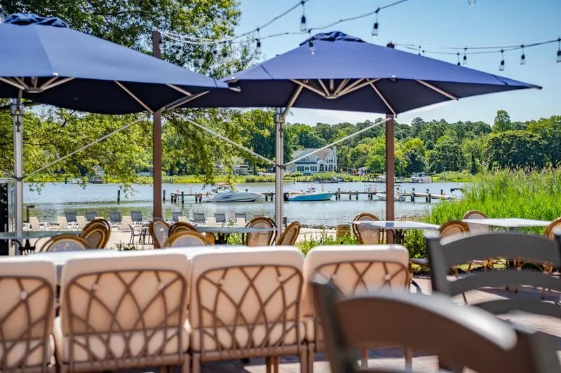 Waterfront patio dining overlooking the water